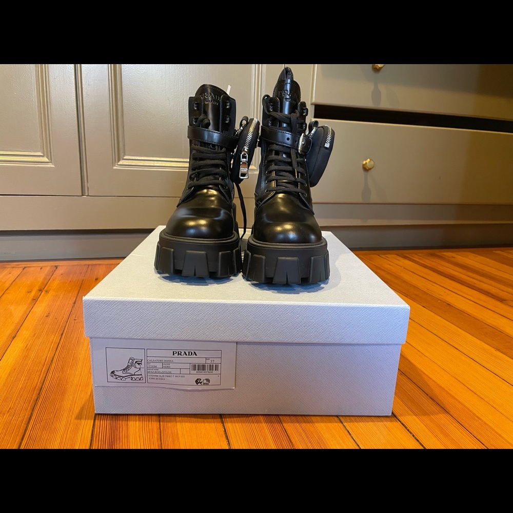NEW Prada Monolith Black Boot 37
